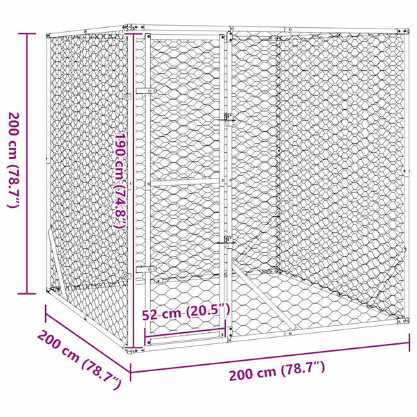 Outdoor-Hundezwinger Silbern 2x2x2 m Verzinkter Stahl
