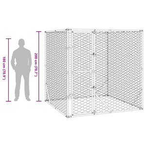 Outdoor-Hundezwinger Silbern 2x2x2 m Verzinkter Stahl