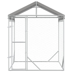 Outdoor-Hundezwinger mit Dach Silber 2x2x2,5 m Verzinkter Stahl