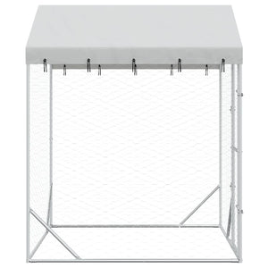 Outdoor-Hundezwinger mit Dach Silber 2x2x2,5 m Verzinkter Stahl