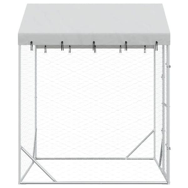 Outdoor-Hundezwinger mit Dach Silber 2x2x2,5 m Verzinkter Stahl