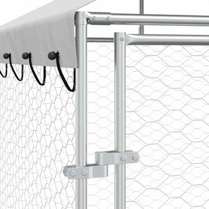 Outdoor-Hundezwinger mit Dach Silber 2x2x2,5 m Verzinkter Stahl