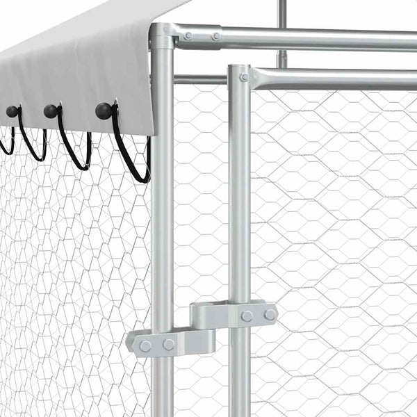 Outdoor-Hundezwinger mit Dach Silber 2x2x2,5 m Verzinkter Stahl