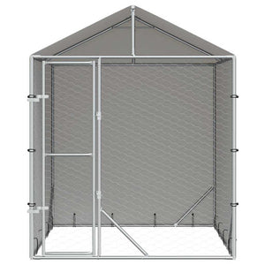 Outdoor-Hundezwinger mit Dach Silber 2x2x2,5 m Verzinkter Stahl