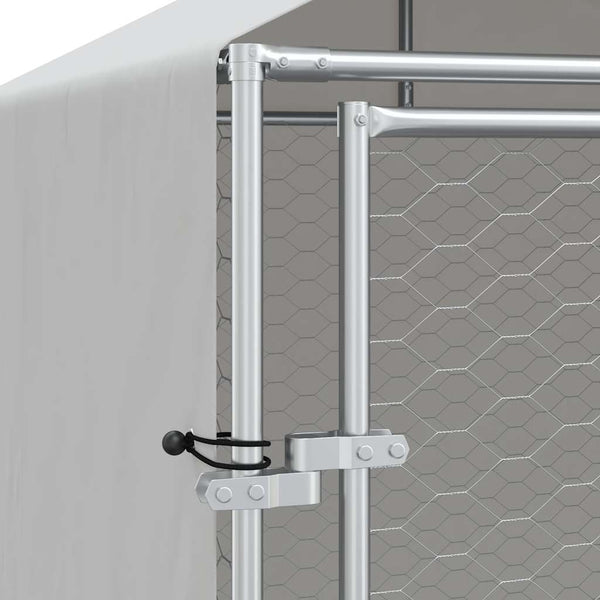 Outdoor-Hundezwinger mit Dach Silber 2x2x2,5 m Verzinkter Stahl