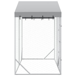 Outdoor-Hundezwinger mit Dach Silber 3x1,5x2,5m Stahl Verzinkt