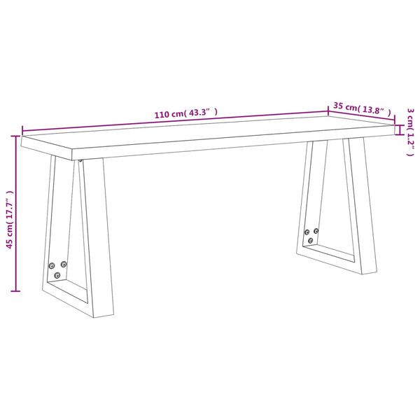 Baumkanten Bank Akazie Massivholz 110cm
