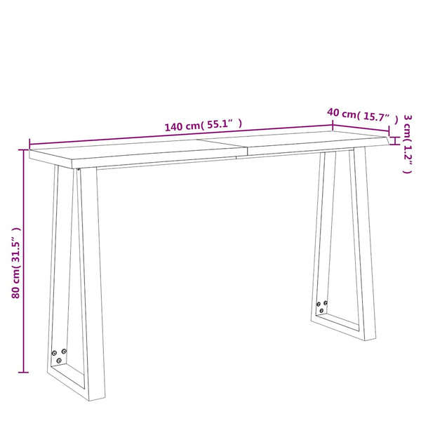Akazie Konsole Tisch Baumkante 140cm