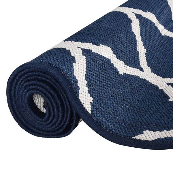 Marineblau-Weißer Outdoor-Teppich 80x150cm