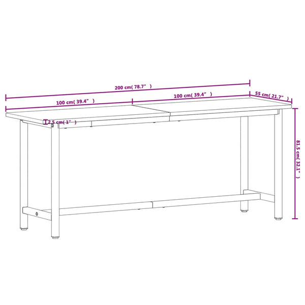 Werkbank Buche Massivholz 200 cm