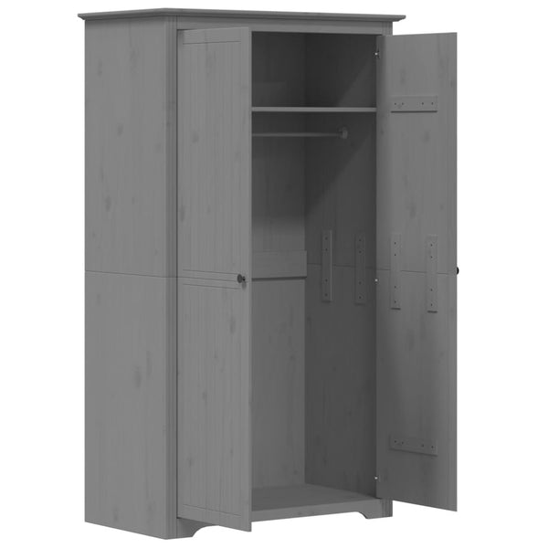 Kleiderschrank Grau Kiefer Massivholz 99x53,5x173 cm
