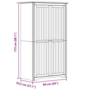 Kleiderschrank Grau Kiefer Massivholz 99x53,5x173 cm