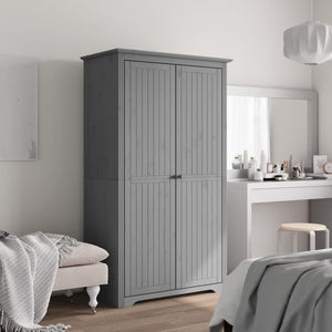 Kleiderschrank Grau Kiefer Massivholz 99x53,5x173 cm