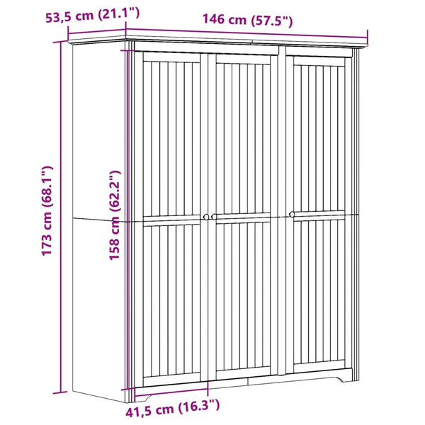 Kleiderschrank Kiefer Weiß/Braun 146 cm
