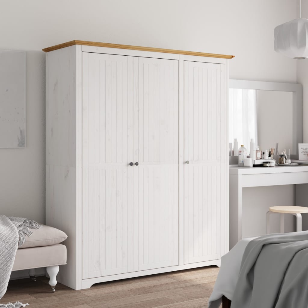Kleiderschrank Kiefer Weiß/Braun 146 cm