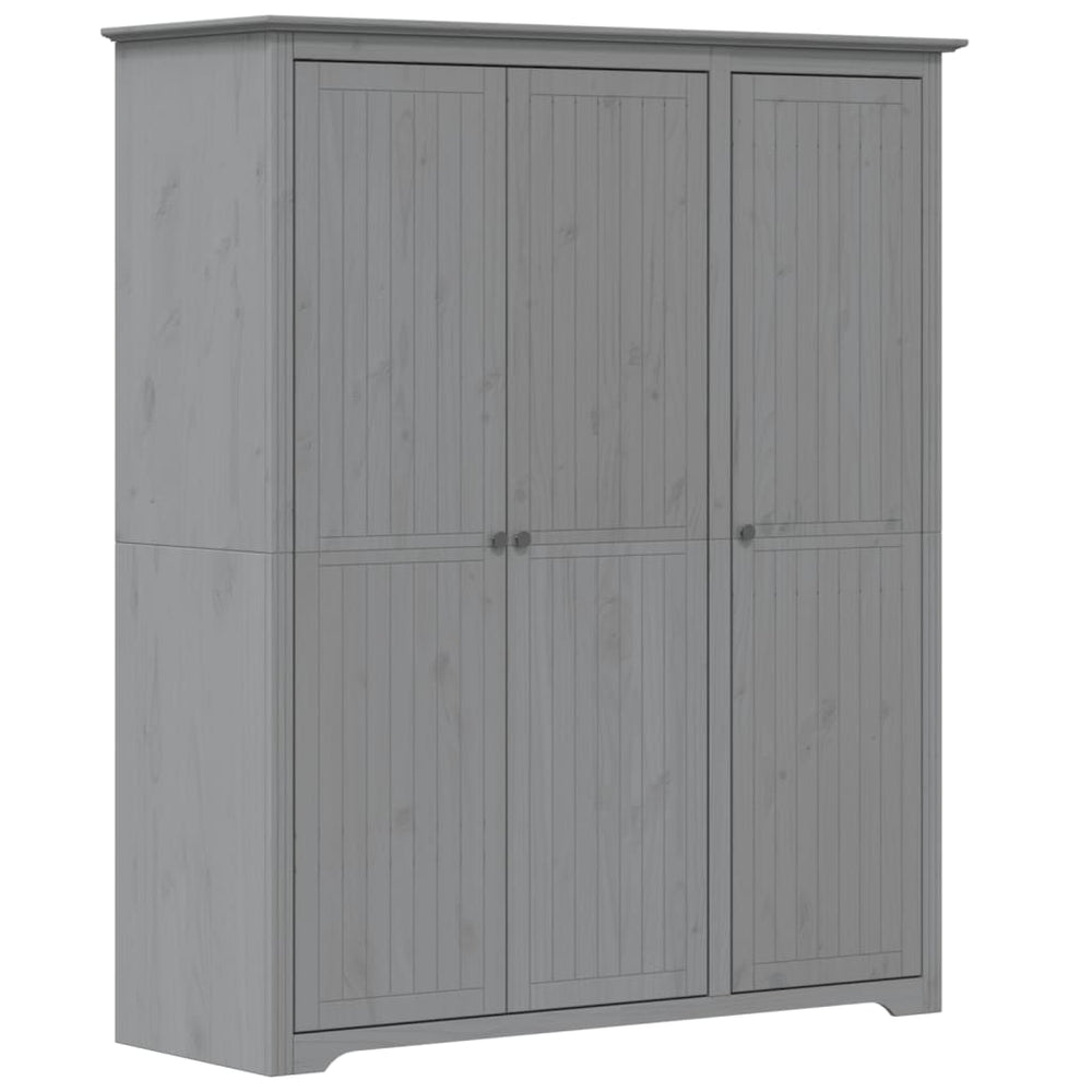 Kleiderschrank BODO Grau Kiefer Massivholz 146 cm
