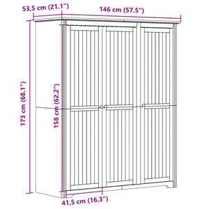 vidaXL Armoire BODO Gris 146x53,5x173 cm Bois de pin massif