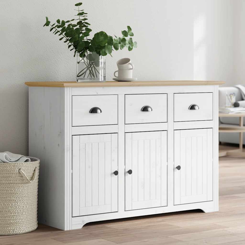 Sideboard Kiefer Massivholz Weiß/Braun 115,5 cm