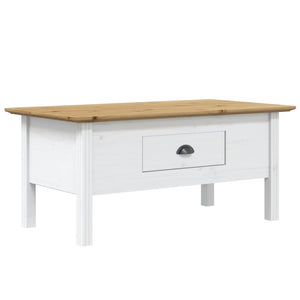 Couchtisch Kiefer Massivholz Weiß/Braun 100x55 cm