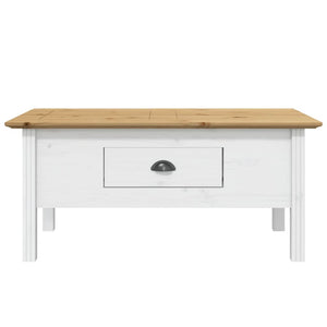 Couchtisch Kiefer Massivholz Weiß/Braun 100x55 cm