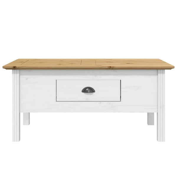 Couchtisch Kiefer Massivholz Weiß/Braun 100x55 cm