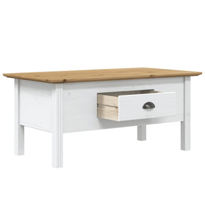 Couchtisch Kiefer Massivholz Weiß/Braun 100x55 cm
