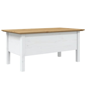 Couchtisch Kiefer Massivholz Weiß/Braun 100x55 cm