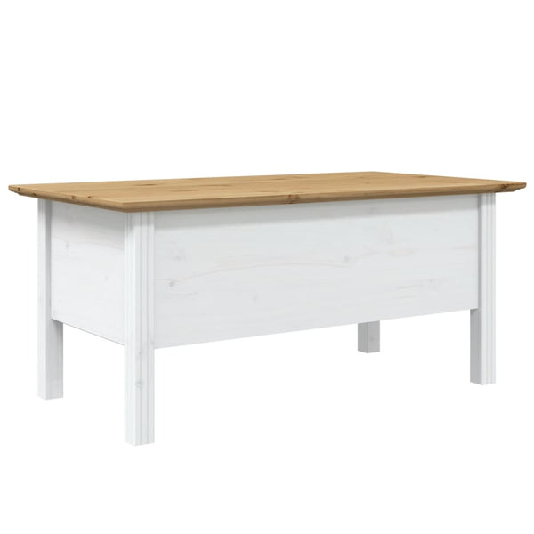 Couchtisch Kiefer Massivholz Weiß/Braun 100x55 cm