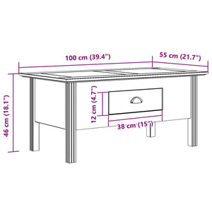 Couchtisch Kiefer Massivholz Weiß/Braun 100x55 cm