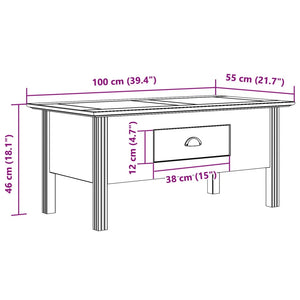 Couchtisch BODO Grau Kiefer Massivholz 100x55 cm