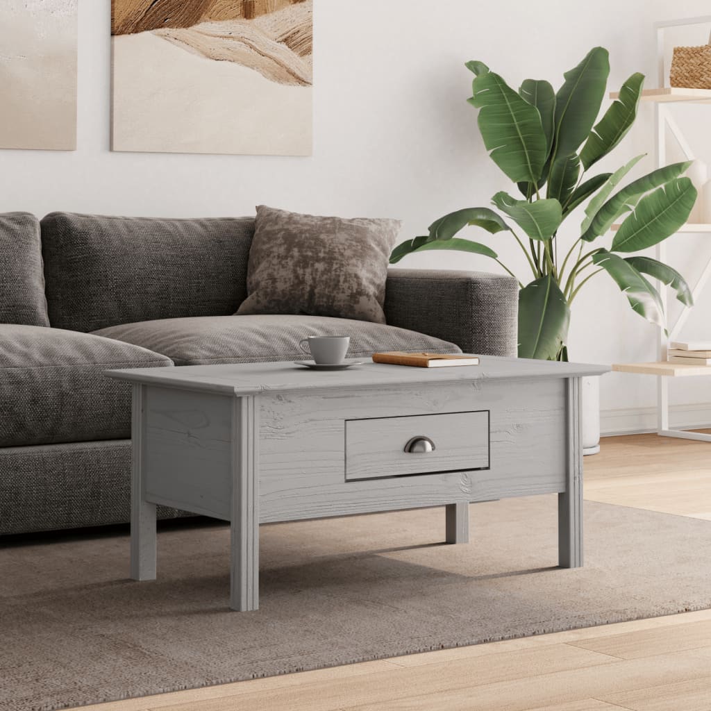 Couchtisch BODO Grau Kiefer Massivholz 100x55 cm