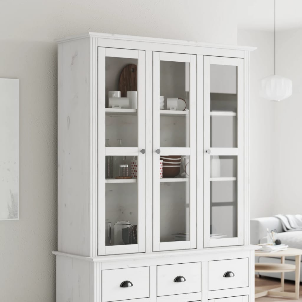 Weißer Vitrinenschrank Kiefer Massivholz