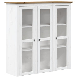 Vitrinenschrank BODO Kiefer Massivholz Weiß/Braun