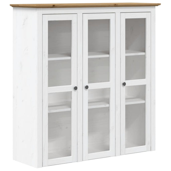 Vitrinenschrank BODO Kiefer Massivholz Weiß/Braun