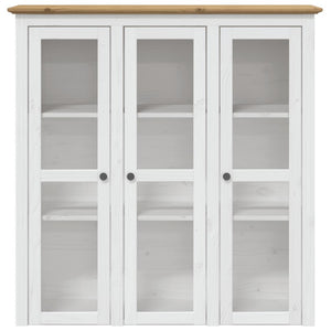 Vitrinenschrank BODO Kiefer Massivholz Weiß/Braun