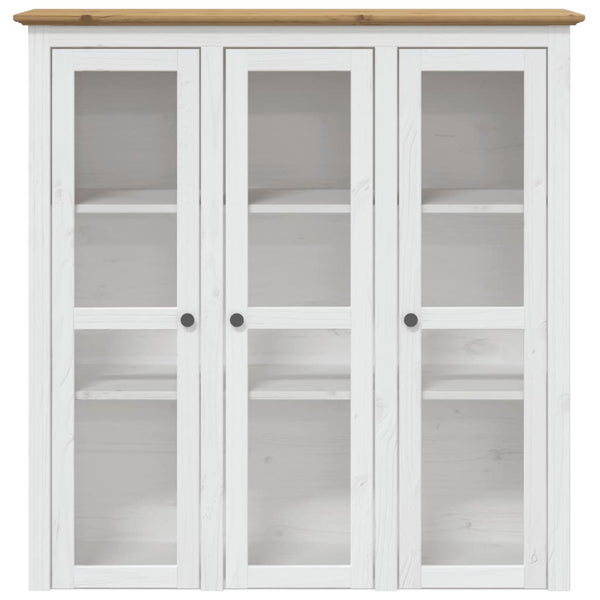 Vitrinenschrank BODO Kiefer Massivholz Weiß/Braun