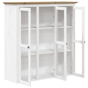 Vitrinenschrank BODO Kiefer Massivholz Weiß/Braun