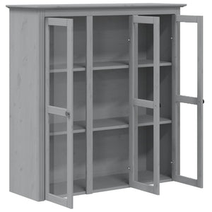 Grauer Vitrinenschrank BODO Kiefer Massivholz