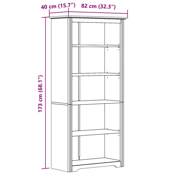 Bücherregal Weiß Kiefer Massivholz 5 Fächer
