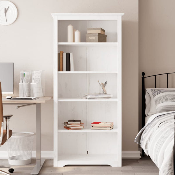 Bücherregal Weiß Kiefer Massivholz 5 Fächer