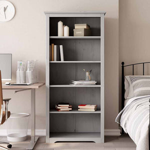 Bücherregal Grau Kiefer Massivholz 5 Fächer