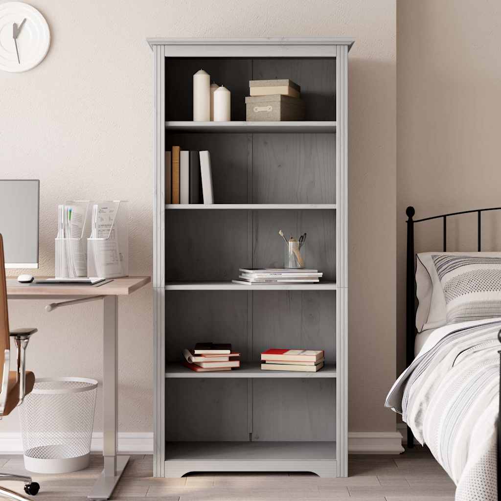 Bücherregal Grau Kiefer Massivholz 5 Fächer