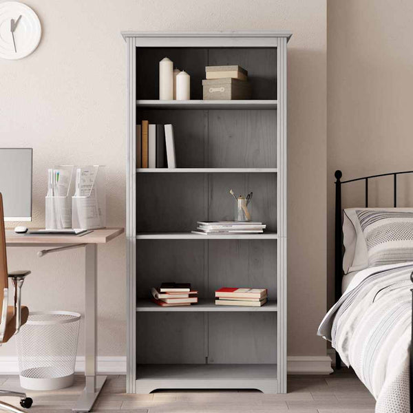 Bücherregal Grau Kiefer Massivholz 5 Fächer