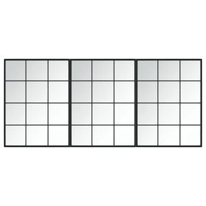 Wandspiegel Set, 3 Stück, Schwarz, 80x60 cm