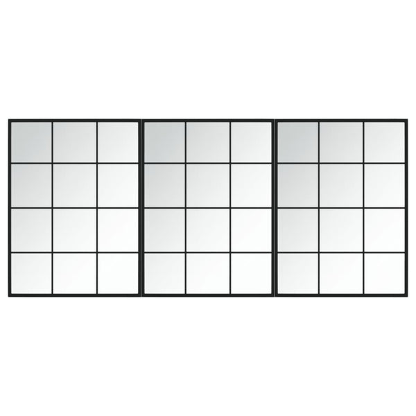 Wandspiegel Set, 3 Stück, Schwarz, 80x60 cm