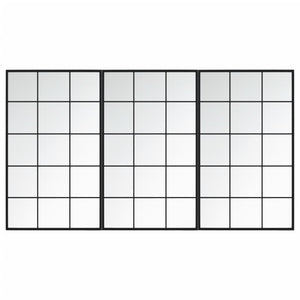 Wandspiegel Set 3-teilig Schwarz 100x60 cm