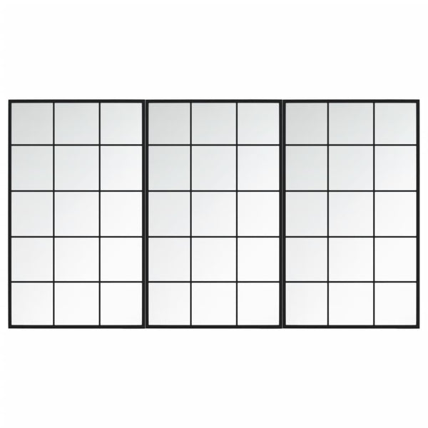 Wandspiegel Set 3-teilig Schwarz 100x60 cm