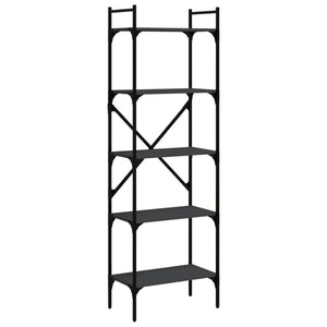 Schwarzes Bücherregal mit 5 Fächern