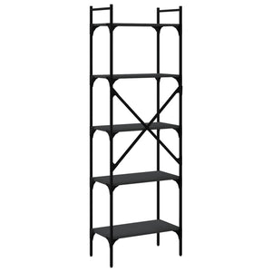 Schwarzes Bücherregal mit 5 Fächern