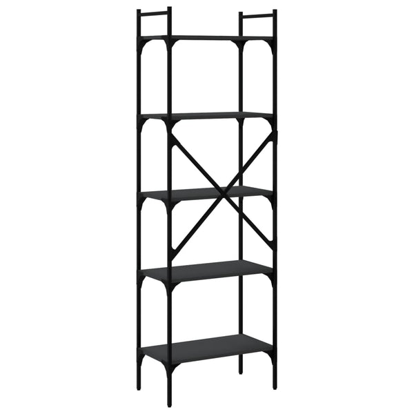 Schwarzes Bücherregal mit 5 Fächern